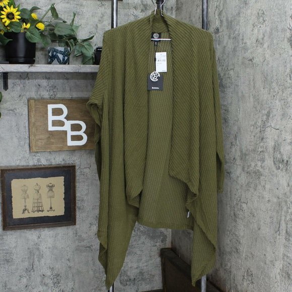 NWT bobeau Waffle Flyaway Cardigan 1X Olive Green - Picture 2 of 6